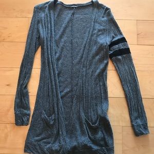 Monrow grey varsity stripe cardigan